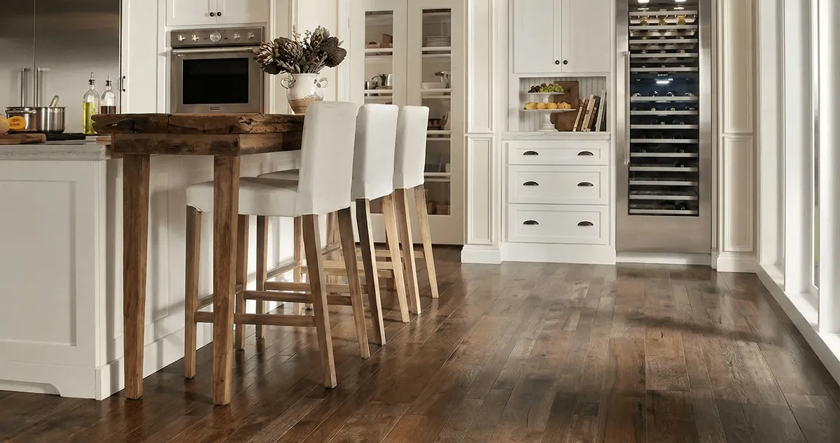 Professionally installed and refinished hardwood flooring in a residential home, showcasing smooth finish and natural wood tones in Irvine, CA