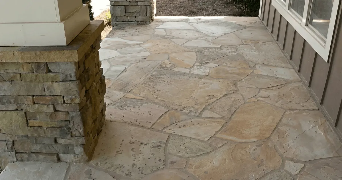 House entrance with professionally installed stone flooring in Irvine CA